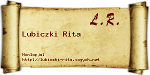 Lubiczki Rita névjegykártya